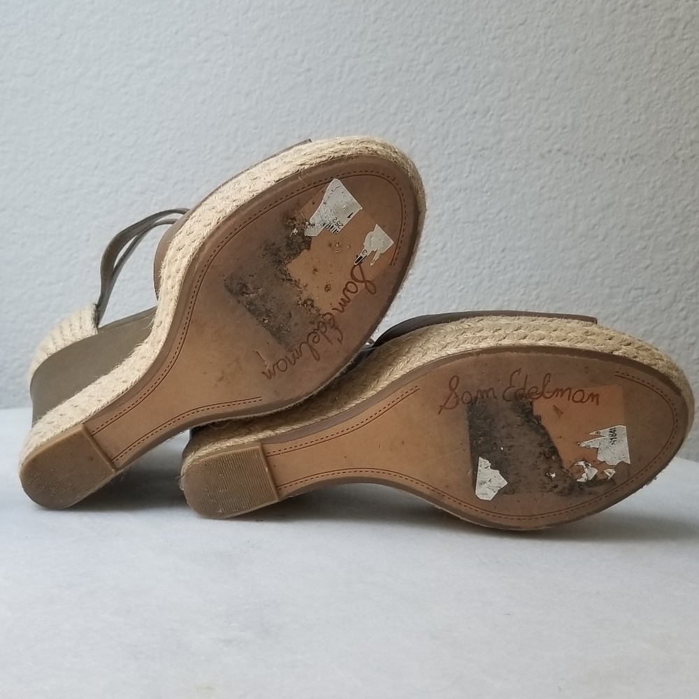 Sam Edelman leather open toe wedges size 7.5 - Picture 3 of 7